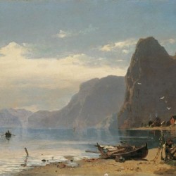 Fjord Landscape with fishermen